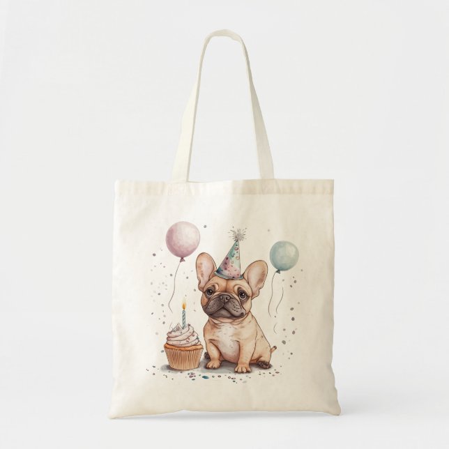 Happy Birthday French Bulldog Tragetasche (Vorne)