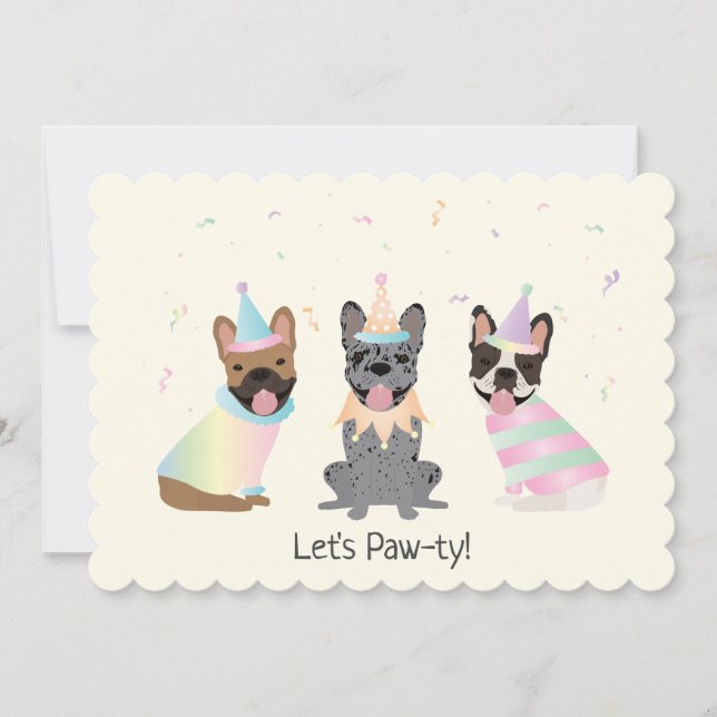 Happy Birthday French Bulldogs Einladung (Vorderseite)