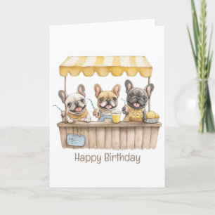 Happy Birthday French Bulldogs Lemonade Stand Karte