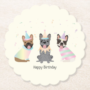 Happy Birthday French Bulldogs Untersetzer