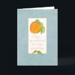 Happy Birthday Friend Apricot Frucht Gray Karte<br><div class="desc">Eine hübsche Geburtstagskarte für einen Freund,  der mit einer reifen orangefarbenen apricoten botanischen Kunst in Aquarellfarbe dekoriert ist.</div>