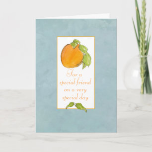 Happy Birthday Friend Apricot Frucht Gray Karte
