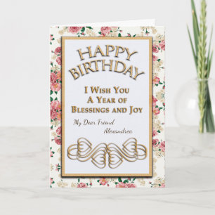 Happy Birthday Friend Blume segne personalisieren Karte