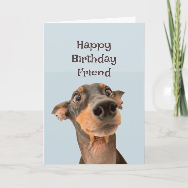 Happy Birthday Friend Funny Dog Spaß Card Karte (Vorderseite)