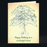 Happy Birthday Friend Karte<br><div class="desc">Schönes Baum Design Happy Birthday Friend Grußkarte.</div>