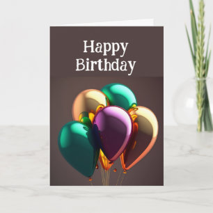 Happy Birthday Friend Metalic Balloons Karte