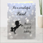 Happy Birthday Friend Unicorn Design Karte<br><div class="desc">Hübsch rosa funkelnd Happy Birthday Friend Unicorn Design Grußkarte.</div>