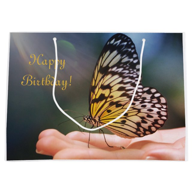 Happy Birthday Friendly Butterfly Große Geschenktüte (Vorderseite)