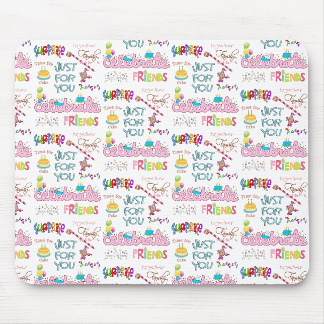 Happy Birthday Friends Familie Überraschung Maus P Mousepad (Vorne)