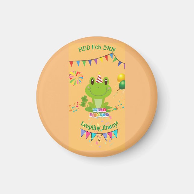 Happy Birthday Frog Banners Ballon Feuerwerk Magnet (Vorne)