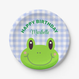 Happy Birthday Frog Niedlich Blue Pappteller