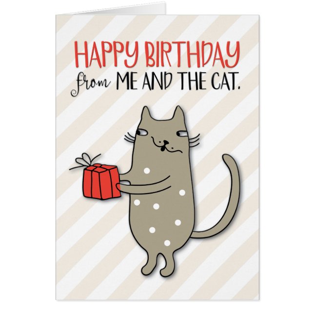 "Happy Birthday from Me and the Cat"-Karte (Vorne)