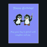 Happy Birthday from the Penguins Postkarte<br><div class="desc">I drew the penguins for my friend who loves penguins and whose birthday is in six days. Happy Birthday Marko. This one is for you. Excuse my poor drawing skills :)</div>