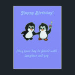 Happy Birthday from the Penguins Postkarte<br><div class="desc">I drew the penguins for my friend who loves penguins and whose birthday is in six days. Happy Birthday Marko. This one is for you. Excuse my poor drawing skills :)</div>
