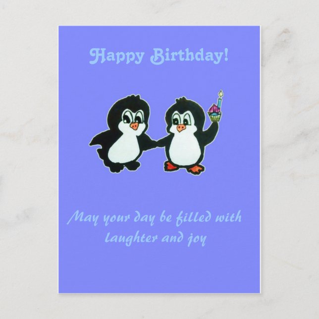 Happy Birthday from the Penguins Postkarte (Vorderseite)