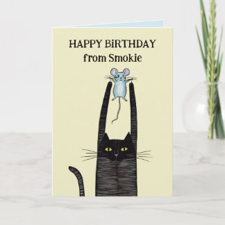 Happy Birthday fronm Ihre Katze, Schwarze Katzen Karte