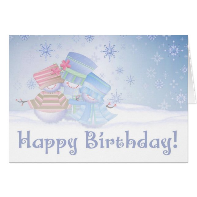 Happy Birthday Frosty Card (Vorderseite (Horizontal))