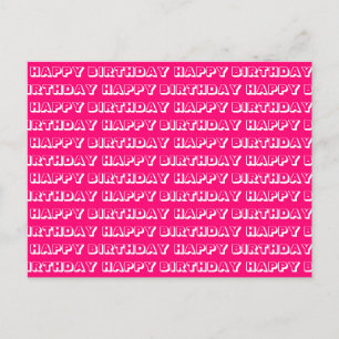 "Happy Birthday" fuchsia pink weiß Postkarte