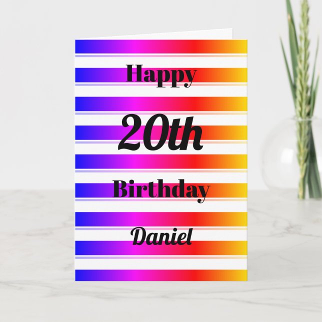 Happy Birthday Fun Bold farbenfrohe Streifen indiv Karte (Vorderseite)