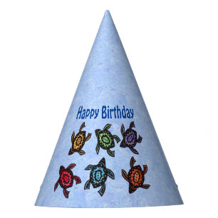 Happy Birthday Fun Group Turtles Farbenfrohe Musch Partyhütchen