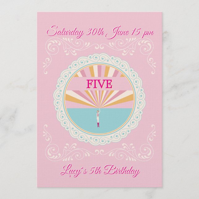 Happy Birthday Fun Invitation Card, Pink RSVP Einladung (Vorderseite)