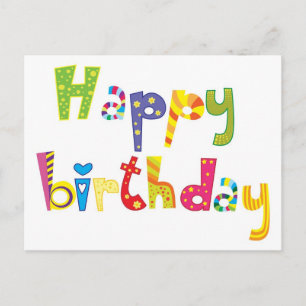 Happy Birthday Fun Letters Postkarte