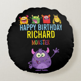 Happy Birthday FUN Monsters kids cute Rundes Kissen