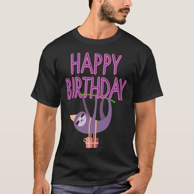 Happy Birthday Fun Sloth T-Shirt (Vorderseite)