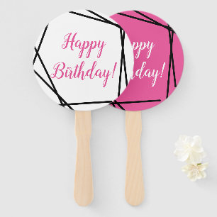 Happy Birthday Funky Geometrischer Rosa Handfächer