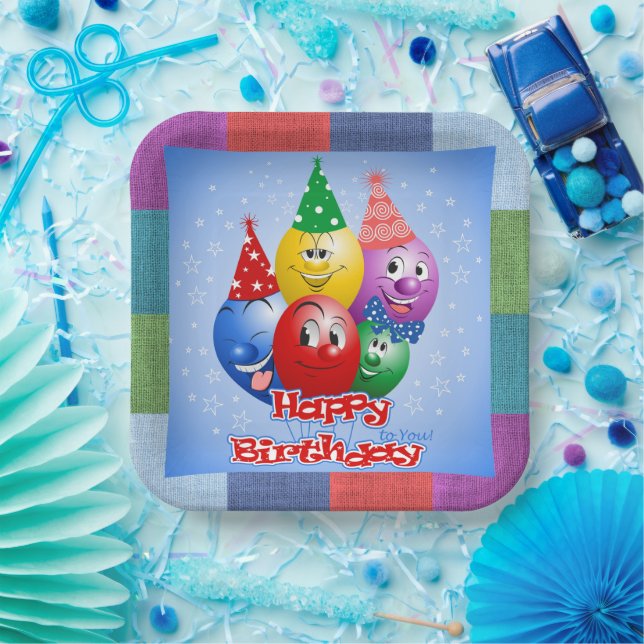 Happy Birthday Funny Balloons Pappteller (Party)