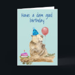Happy Birthday Funny Beaver Karte<br><div class="desc">This design was created though digital art. It may be personalized in the area provide or customizing by choosing the click to customize further option and changing the name, initials or words. You may also change the text color and style or delete the text for an image only design. Kontakt...</div>