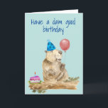 Happy Birthday Funny Beaver Karte<br><div class="desc">This design was created though digital art. It may be personalized in the area provide or customizing by choosing the click to customize further option and changing the name, initials or words. You may also change the text color and style or delete the text for an image only design. Kontakt...</div>