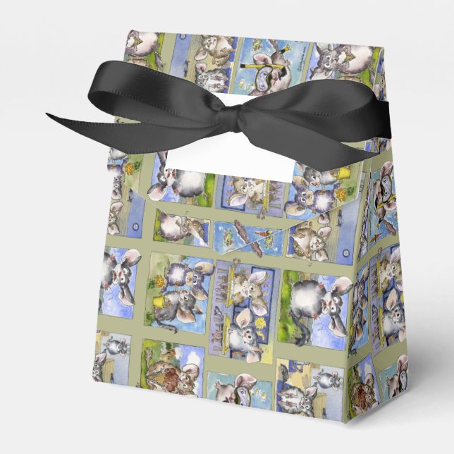 Happy Birthday Funny Cartoon Chinchillas Paper Box Geschenkschachtel (Vorderseite)