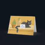 Happy Birthday Funny Cat on Table mit Pflanze Karte<br><div class="desc">Schick lustige Geburtstagsgrüße mit dieser Katzenkarte. Was hat es vor? Schmutzige Pfoten auf der Vorderseite der Grußkarte geben es weg. Die Katze sieht schuldig aus, als sie auf dem Tisch oder dem Schreibtisch liegt und sich die Karte anschaut. Spaß und humorvolle Art zu sagen glücklichen Geburtstag zu Typ oder Mädchen...</div>