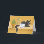 Happy Birthday Funny Cat on Table mit Pflanze Karte<br><div class="desc">Schick lustige Geburtstagsgrüße mit dieser Katzenkarte. Was hat es vor? Schmutzige Pfoten auf der Vorderseite der Grußkarte geben es weg. Die Katze sieht schuldig aus, als sie auf dem Tisch oder dem Schreibtisch liegt und sich die Karte anschaut. Spaß und humorvolle Art zu sagen glücklichen Geburtstag zu Typ oder Mädchen...</div>