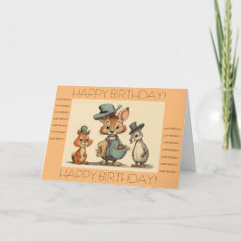 Happy Birthday Funny Cute Cartoon Animals Courier  Karte