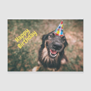 Happy Birthday Funny Dog in Party Hat Seidenpapier