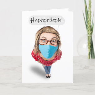 Happy Birthday Funny Lady Talking in der Gesichtsm Feiertagskarte