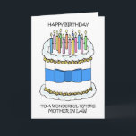 Happy Birthday Future Mother in Law Karte<br><div class="desc">Ein großer Cartoon-Kuchen mit einem blauen Bogen um ihn herum,  begleitet von dem Text "Glücklicher Geburtstag zu einer wunderbaren zukünftigen Mutter im Gesetz".</div>