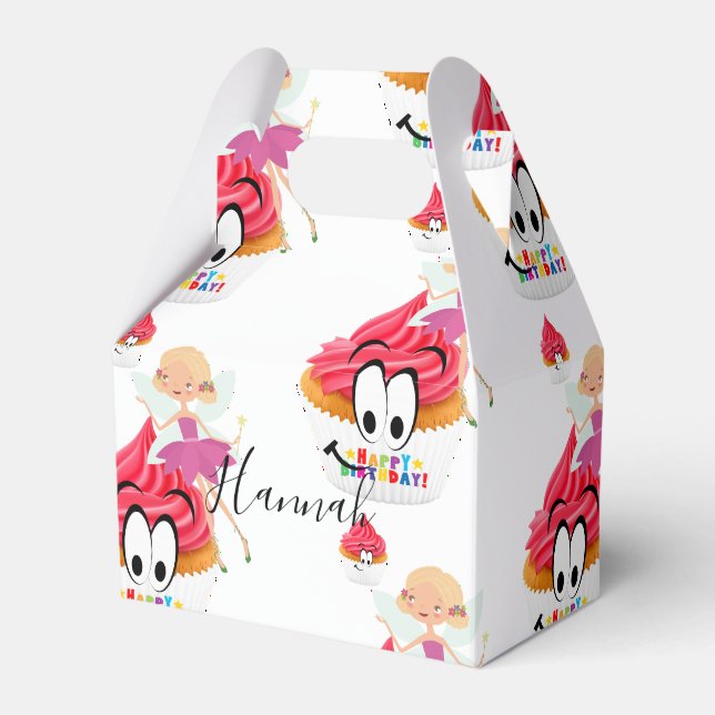 Happy Birthday Gable Favor Box Fairy Cupcake Geschenkschachtel (Vorderseite)