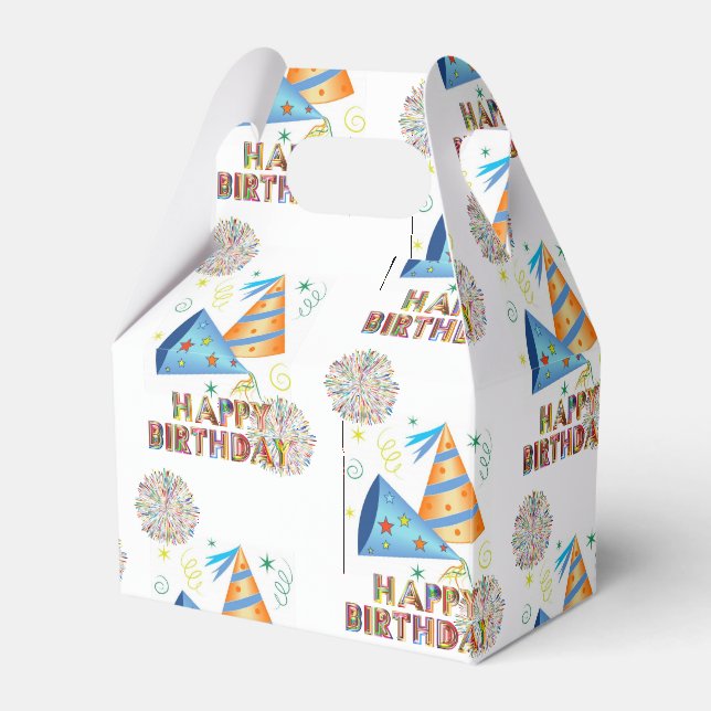 Happy Birthday Gable Favor Box Geschenkschachtel (Vorderseite)