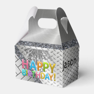 Happy Birthday Gable Gefallen Box Silver Geschenkschachtel