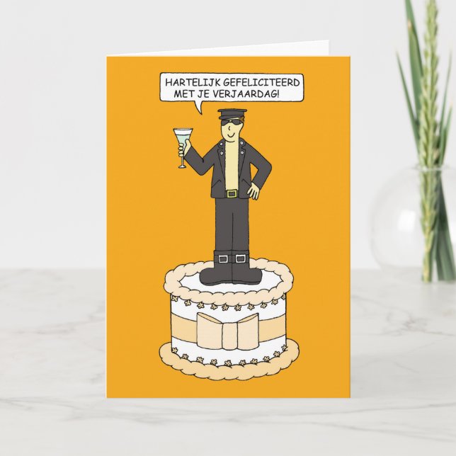 Happy Birthday Gay Dutch Man on Cake Cartoon Karte (Vorderseite)