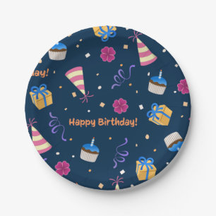 Happy Birthday gedruckt Pappteller