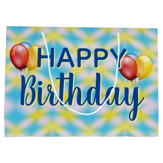 Happy Birthday Gefärbte Krawatte Wiederverwendbar Große Geschenktüte (Rückseite)