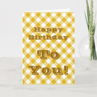 Happy Birthday Gelb Gingham Karten