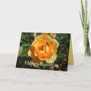 Happy Birthday Gelben Rose mit Honigbienenkarte Karte