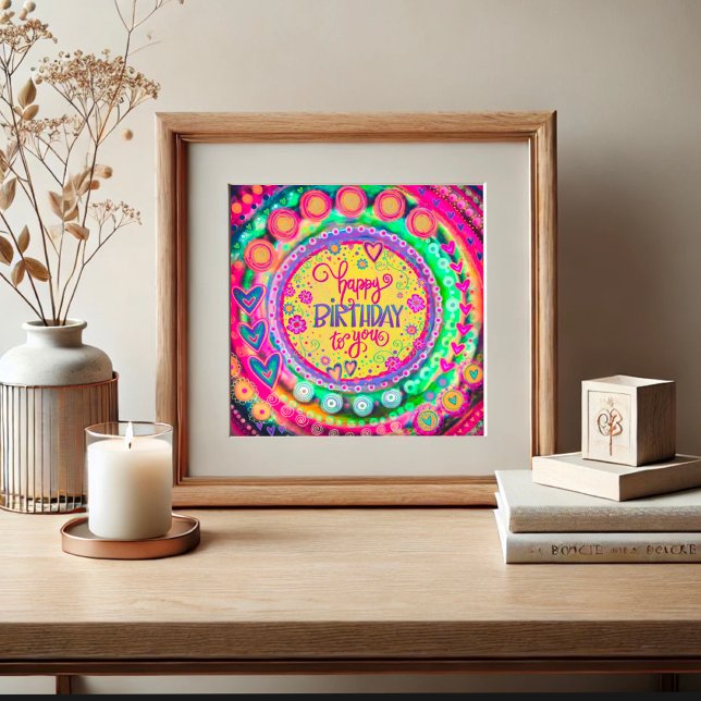 Happy Birthday Gelber Spaß farbenfrohe Inspirivity Poster (Von Creator hochgeladen)