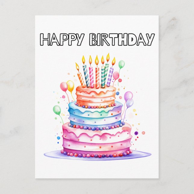Happy Birthday | Genießen Sie etwas Kuchen Postkarte (Vorderseite)