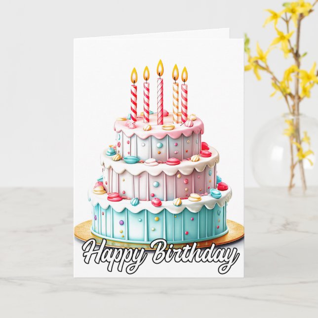 Happy Birthday | Genießen Sie Ihren Kuchen Karte (Gelbe Blume)